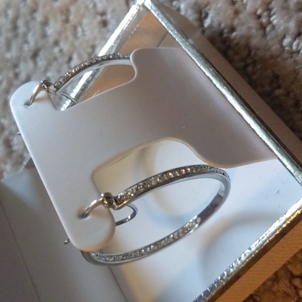 Silver Crystal Hoops - Picture 2 of 3